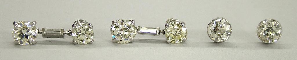 Appraisal: Pair of good platinum set diamond earrings