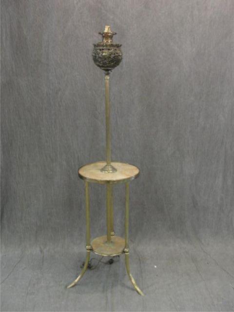 Appraisal: Victorian Brass and Marble Extension Oil Lamp Has been rewired