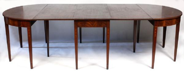 Appraisal: - Hepplewhite mahogany three part dining table Hepplewhite mahogany three