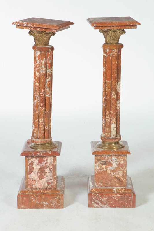 Appraisal: PAIR OF COLUMNS European late th-early th century pink marble