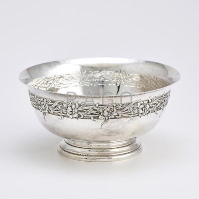 Appraisal: J E CALDWELL CO STERLING CENTER BOWL Spot-hammered with incised