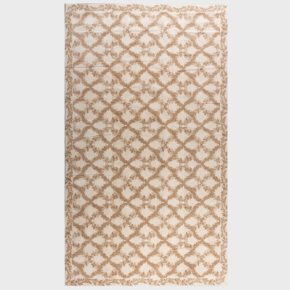 Appraisal: Brown and Cream Linen 'Grand Trellis' Carpet Stark Lined ft