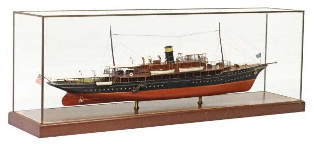 Appraisal: Large cased steam yacht ship model flying the American flag