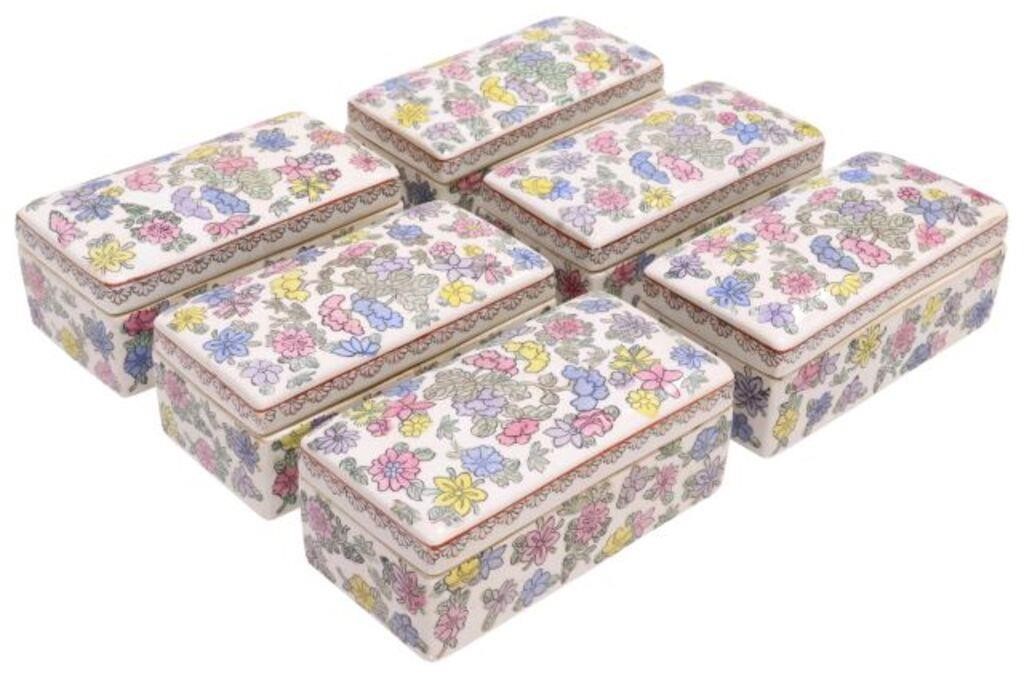 Appraisal: lot of Chinese famille rose porcelain lidded boxes of rectangular