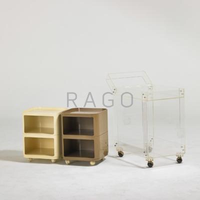 Appraisal: ANNA CASTELLI KARTELL ETC Two plastic rolling end tables together