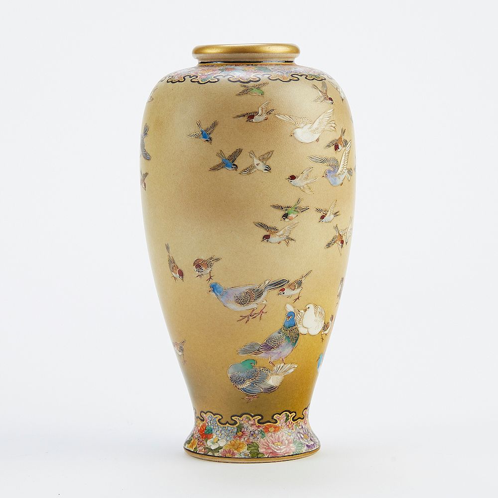 Appraisal: Japanese Meiji Prd Satsuma Vase of Birds A lovely Meiji