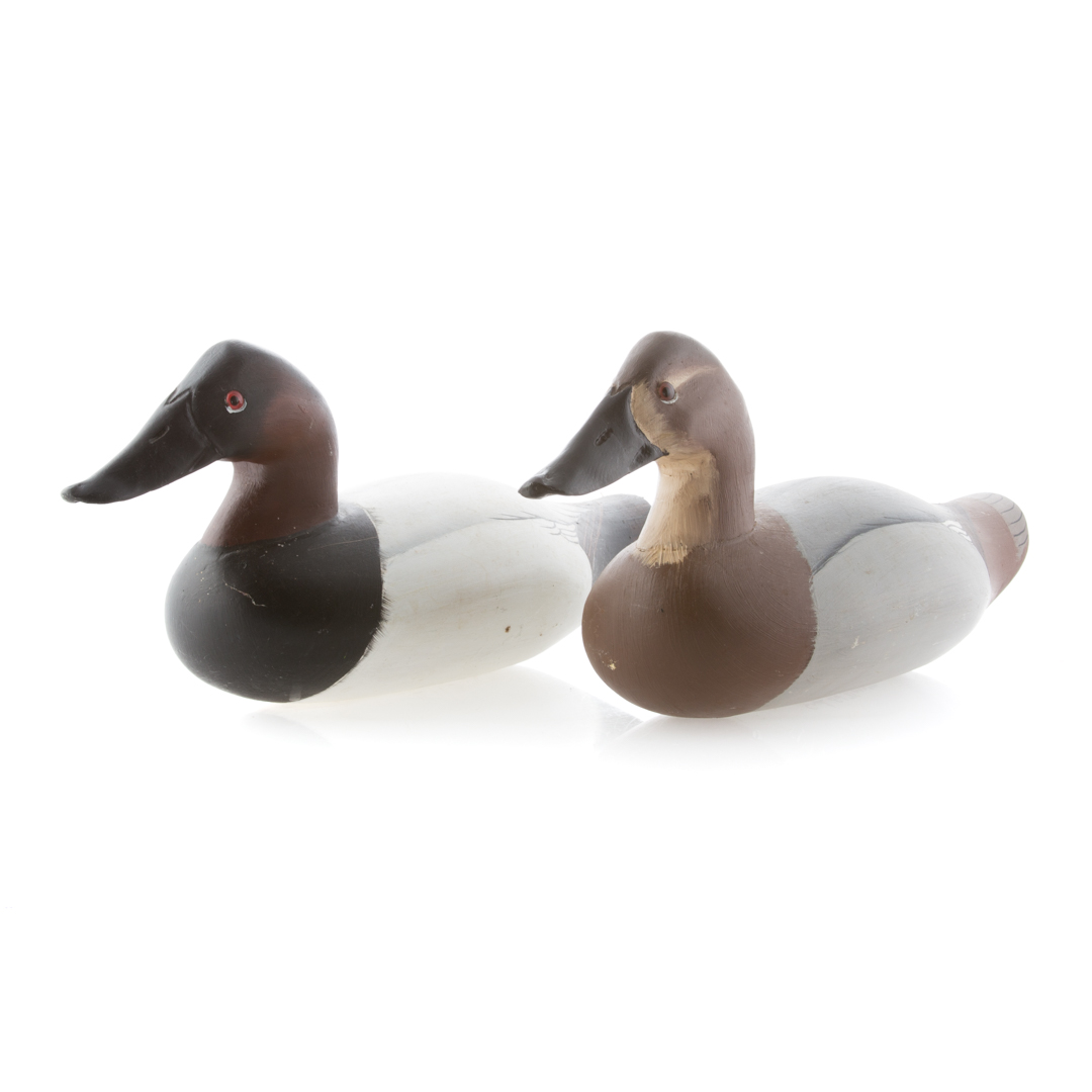 Appraisal: Pair of Ed Darwin carved painted duck decoys each signed