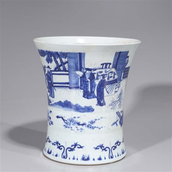 Appraisal: Chinese blue and white porcelain brush pot with flared rim