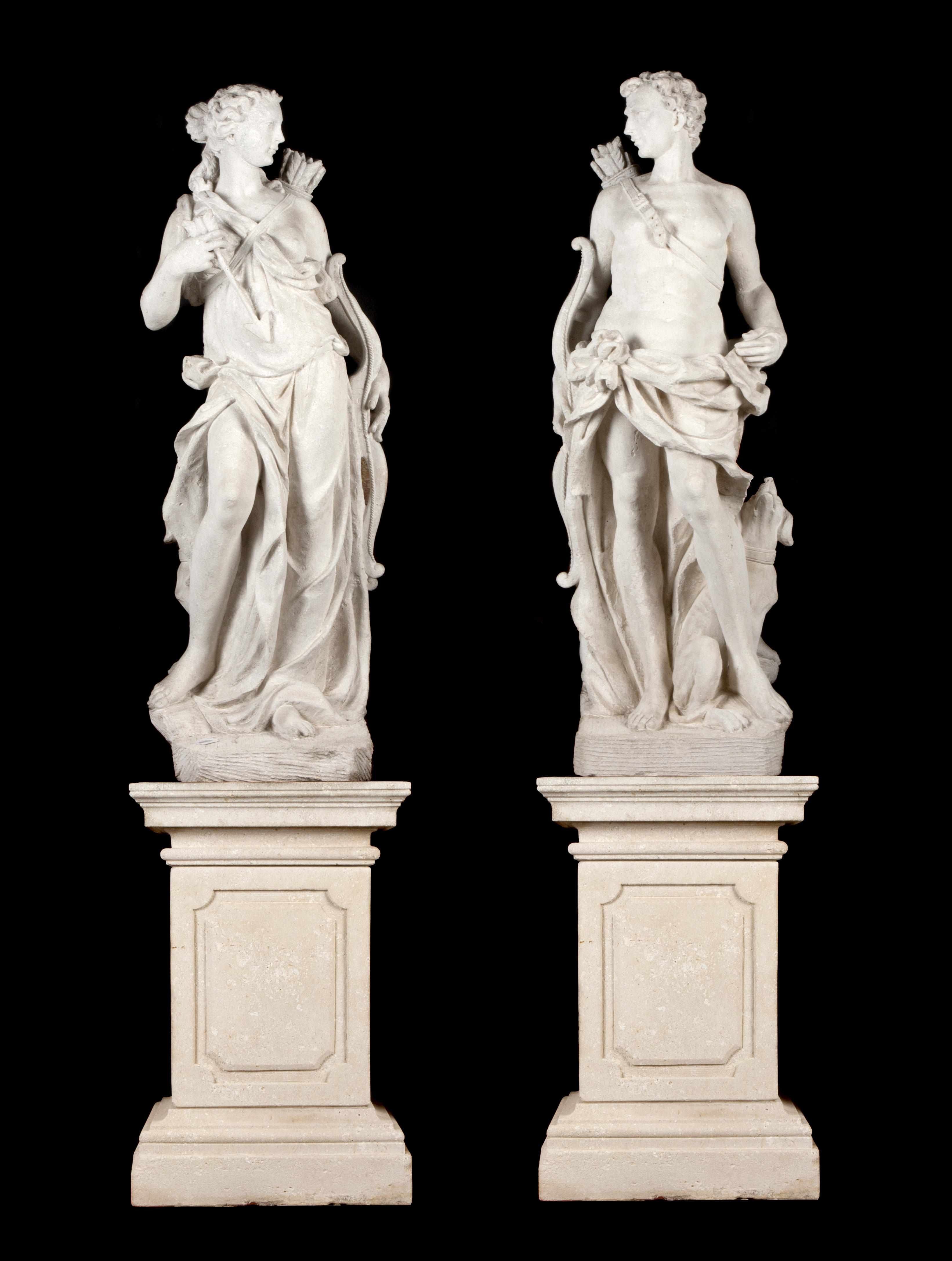 Appraisal: A pair of life size carved stone figures of Apollo