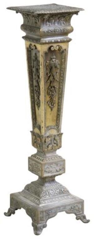 Appraisal: Italian Baroque style patinated metal pedestal stand th c heavily