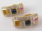 Appraisal: A pair of yellow metal tests carat gold three colour