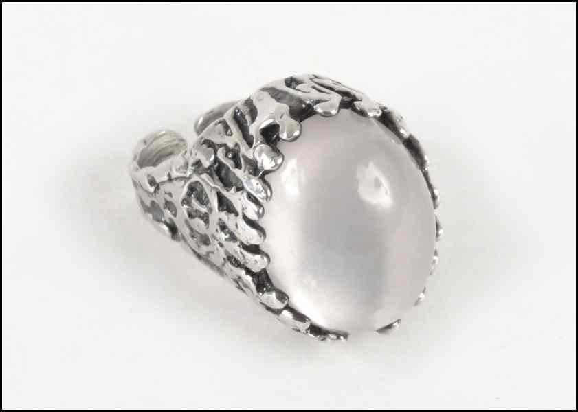 Appraisal: MOONSTONE AND SILVER RING Condition No Specific Condition Recorded -