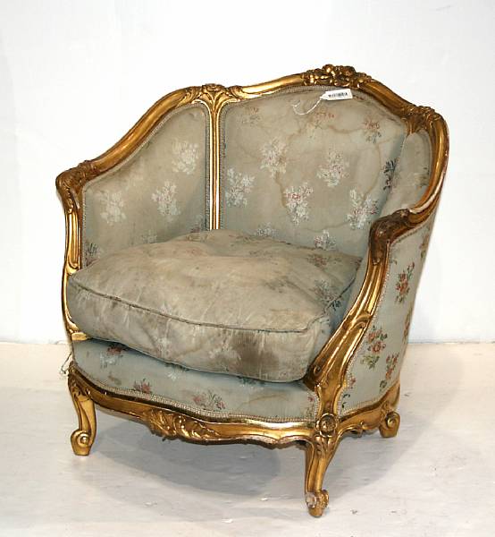 Appraisal: A Louis XV style giltwood bergere height in width in