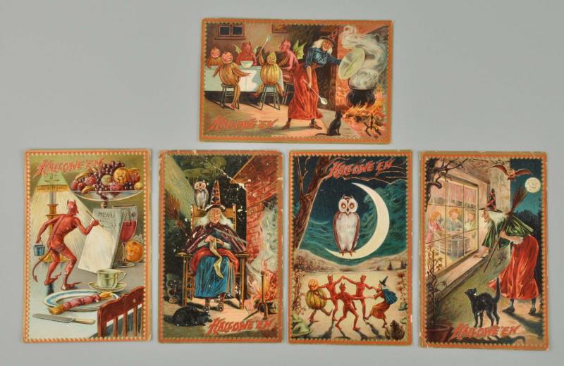 Appraisal: Lot Of Tuck Halloween Postcards This lot includes cards from