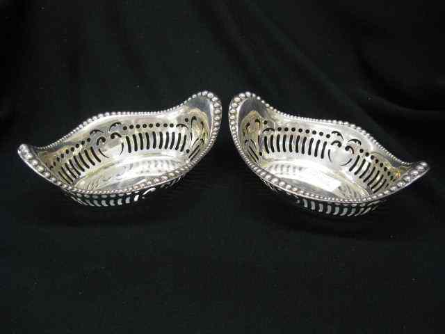 Appraisal: Pair of Gorham Sterling Silver Bowls oval basket style beaded