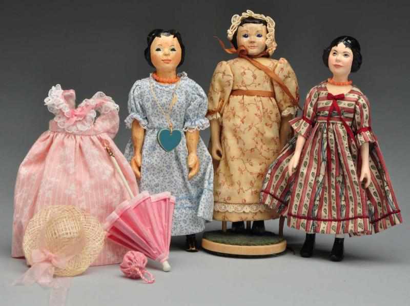 Appraisal: Lot of Artist Hitty Dolls Description Wood Hitty by Hanna