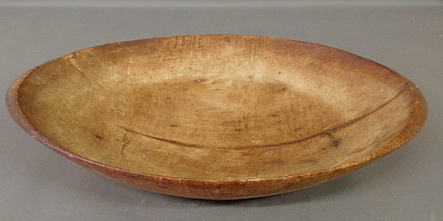 Appraisal: - Large carved walnut oval trencher th c h x