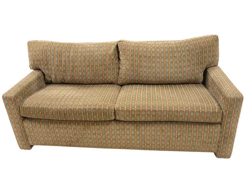 Appraisal: Upholstered Two Cushion Sleeper Sofa Upholstered Two Cushion Sleeper Sofa