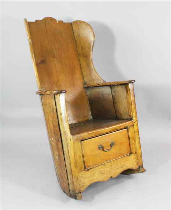 Appraisal: A George III ash walnut and pine lambing armchair c