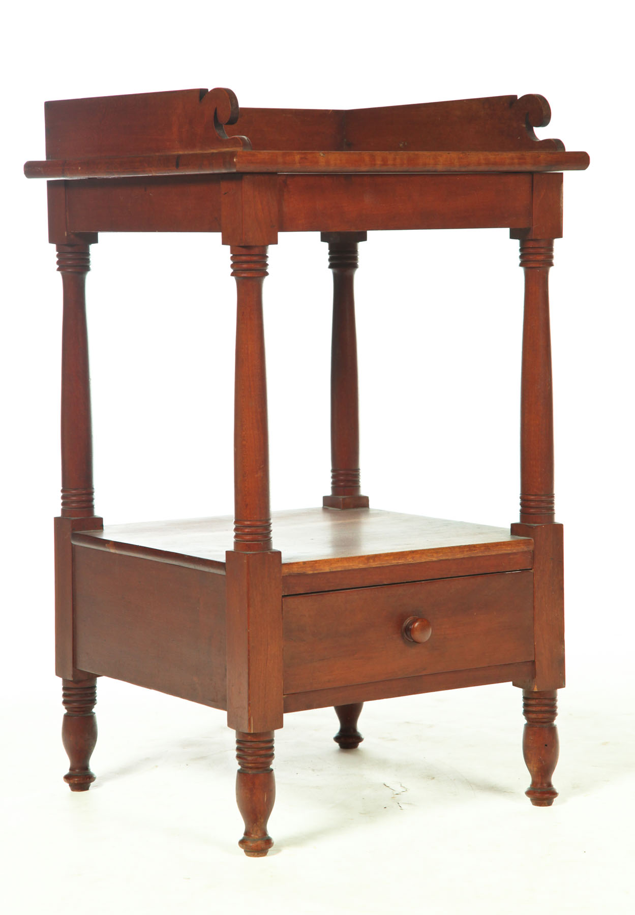 Appraisal: SMALL ONE-DRAWER WASHSTAND American nd quarter- th century cherry and