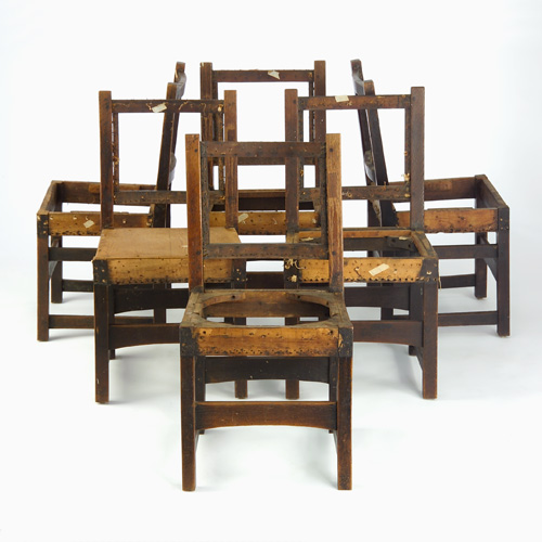 Appraisal: GUSTAV STICKLEY Set of six dining chairs in as-is condition