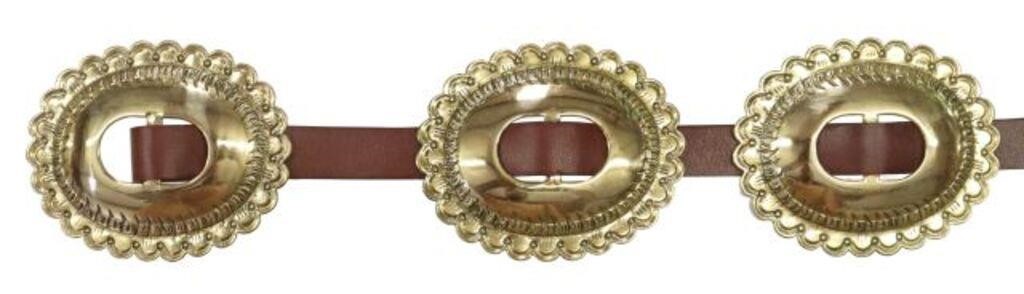 Appraisal: Native American concho belt signed with a bent arrow for