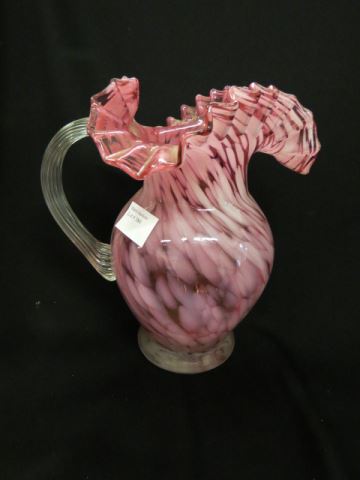 Appraisal: Cranberry Art Glass Pitcher spatter ware style excellent