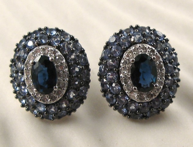 Appraisal: PAIR OF SAPPHIRE AND DIAMOND EARRINGS each k white gold