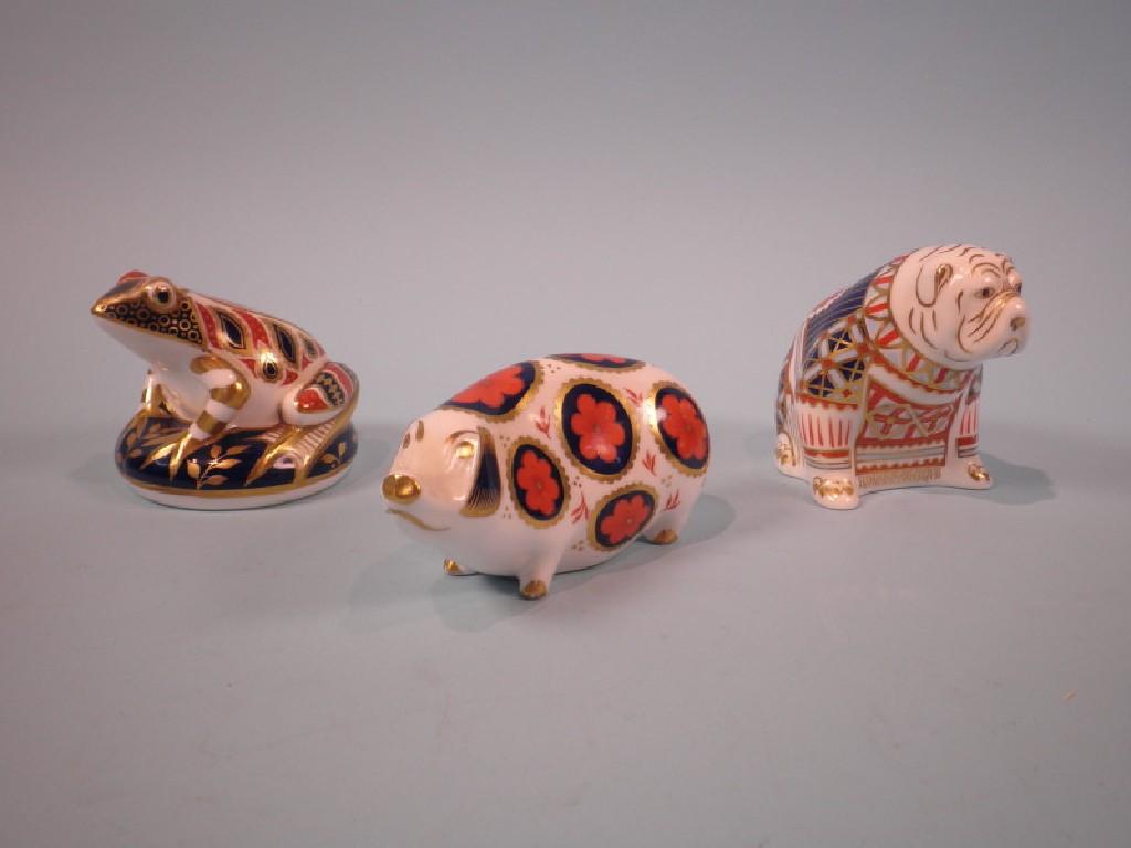 Appraisal: Three Royal Crown Derby figures a seated frog pig and