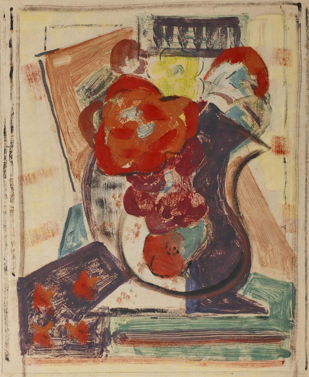 Appraisal: AGNES WEINRICH American - Vase of Flowers monotype signed A