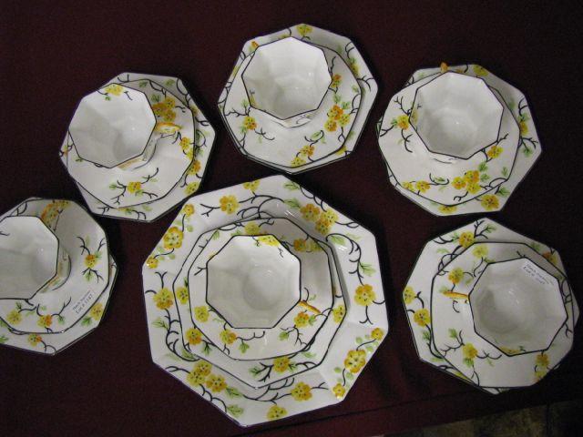 Appraisal: English Bone China Breakfast or Dessert Set floral decor includes