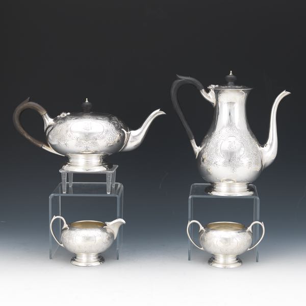 Appraisal: BIRKS STERLING SILVER FOUR-PIECE TEA-COFFEE SERVICE With hand chased foliate