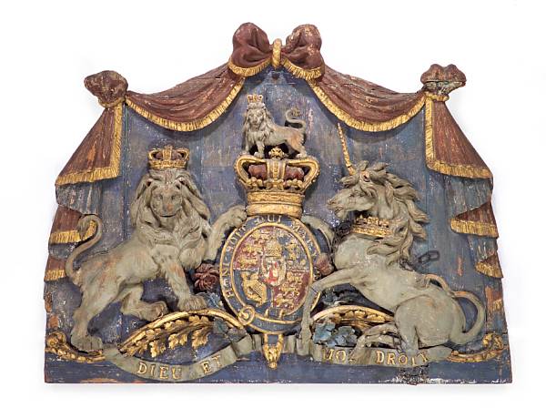 Appraisal: Centering an escutcheon possibly for the Royal Arms of Hanover