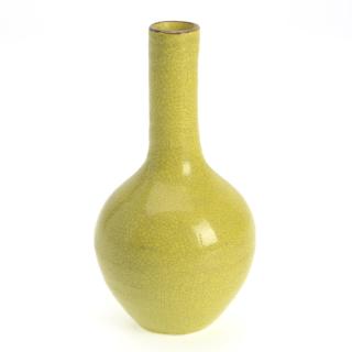 Appraisal: Chinese yellow glazed porcelain cabinet vase Chinese yellow glazed porcelain