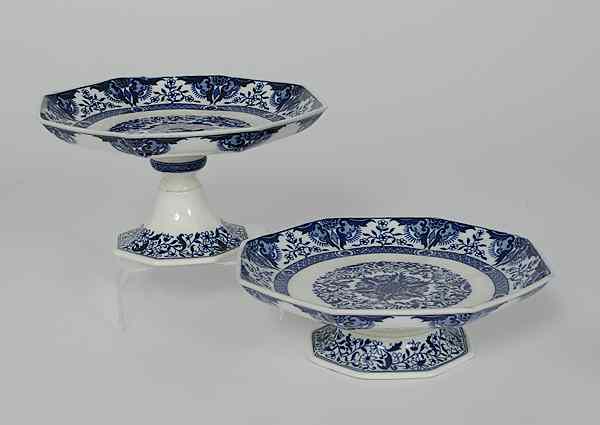 Appraisal: Minton Blue and White Porcelain Compotes Plus England An assembled