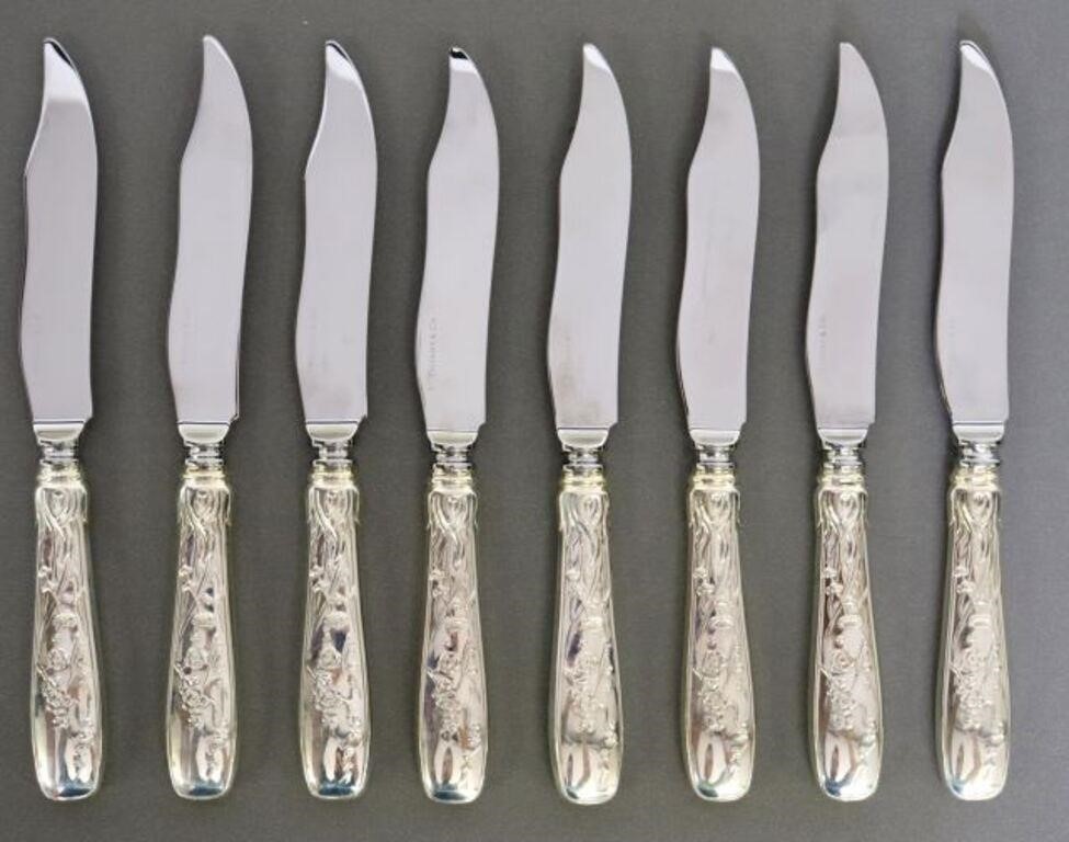 Appraisal: TIFFANY AUDUBON STERLING HOLLOW FISH KNIVES lot of American sterling