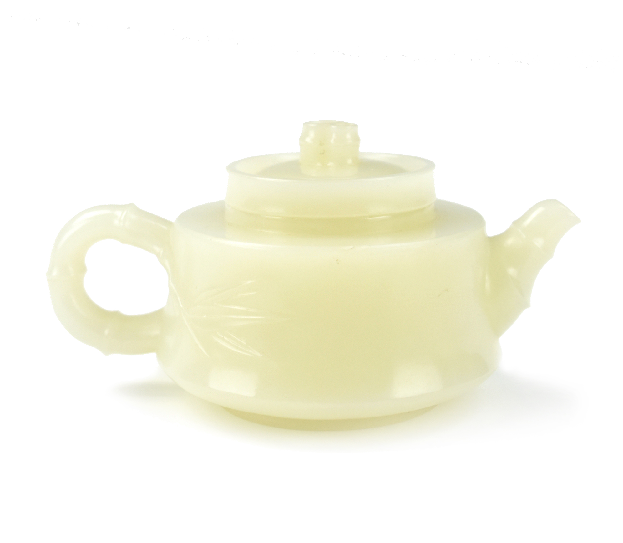 Appraisal: CHINESE MINI WHITE JADE TEAPOT Chinese even white stone with