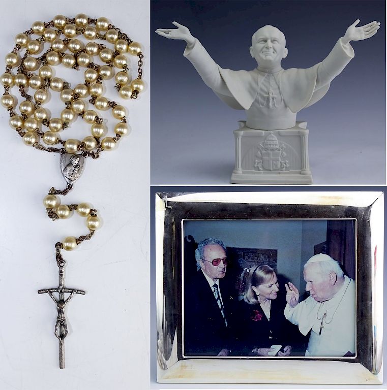 Appraisal: Boehm Pope John Paul Blessed Rosary Photo DAMONE Lot of