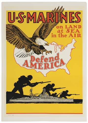 Appraisal: WOYSHNER U S MARINES DEFEND AMERICA x inches x cm