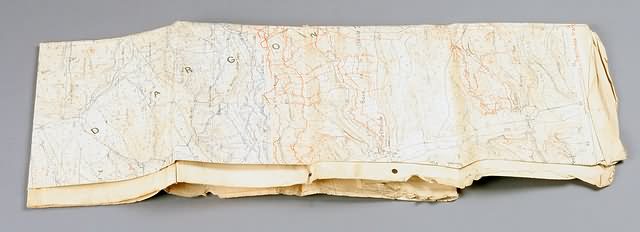 Appraisal: Original WW Map of D'Argonne Forest Area France Marked Secret