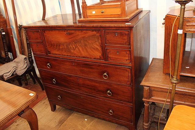 Appraisal: EARLY th CENTURY MAHOGANY SECRETAIRE CHEST OF DRAWERS standing on