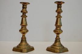 Appraisal: PAIR OF VICTORIAN BRASS CANDLE STICKS