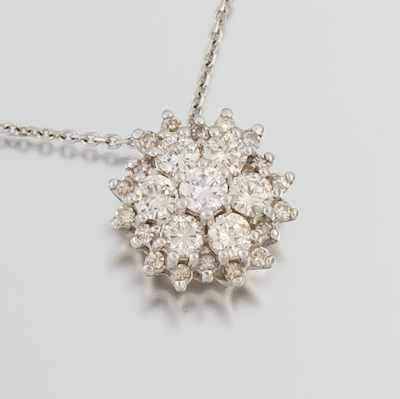 Appraisal: A Ladies' Diamond Cluster Pendant on Chain k white gold