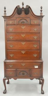 Appraisal: Kaplan mahogany two part Chippendale style highboy ht in wd