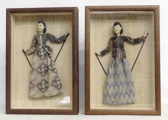 Appraisal: Lot two Indonesian puppets in shadowboxes