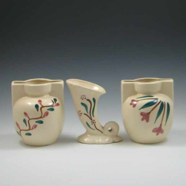 Appraisal: Two Puritan Vases and Cornucopia left vase is unmarked excellent