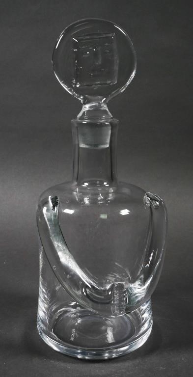 Appraisal: KOSTA BODA clear glass figural decanter by Erik Hoglund Measures