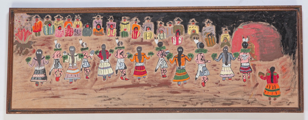 Appraisal: NATIVE AMERICAN CEREMONY BY H CHACKEE Mid th century Oil