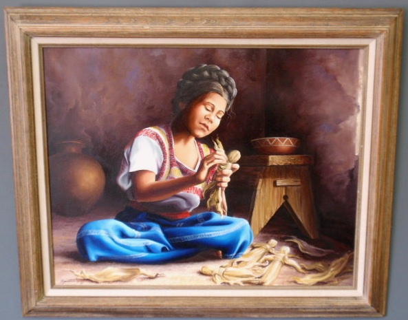 Appraisal: Oil on canvas painting titled The Doll Maker and signed