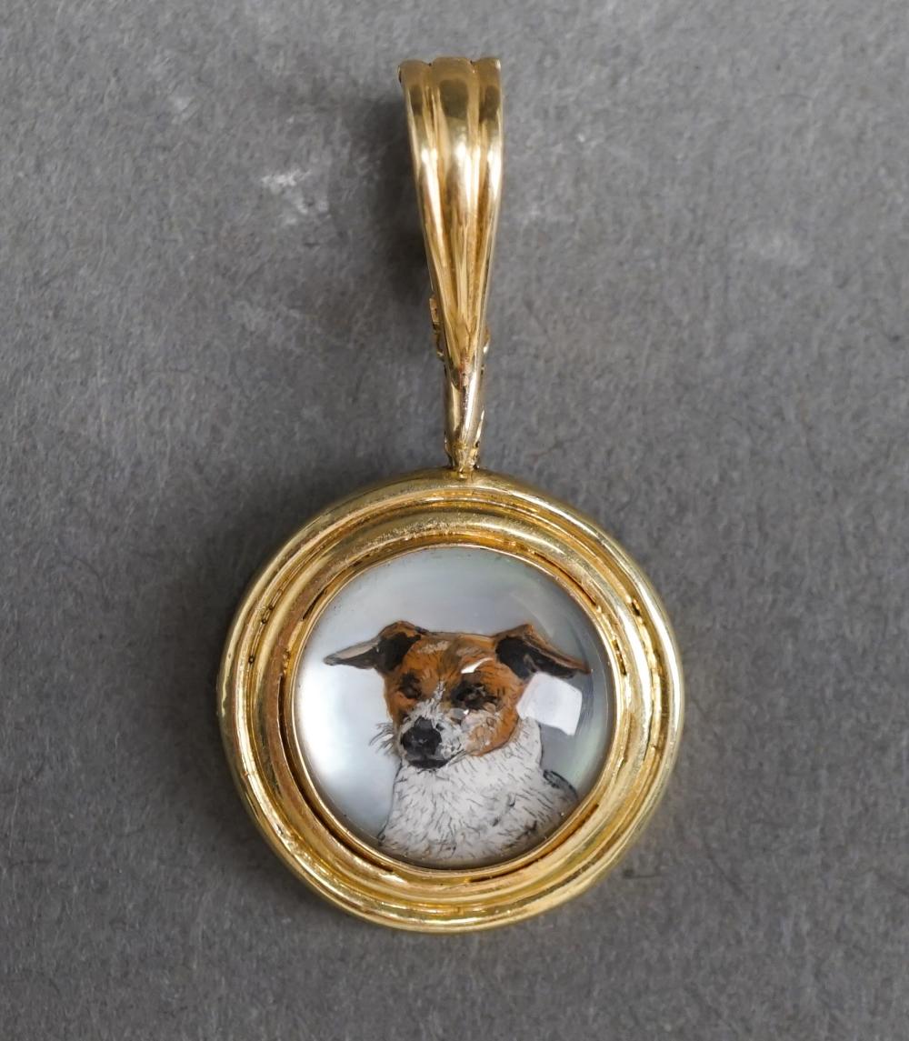 Appraisal: Tested -Karat Yellow-Gold Reverse Intaglio Pendant gross dwt